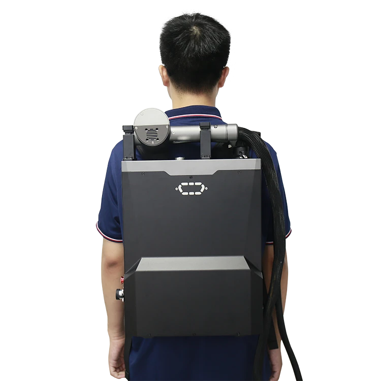 Metal Surfaces Oxide Layer Removal Backpack 100W Laser Cleaning Machine For Electric Tower Viaduct